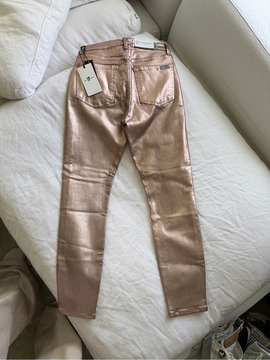 7 For All Mankind Denim - 7 For all of mankind Metallic Rose Gold Women's Skinny Jeans